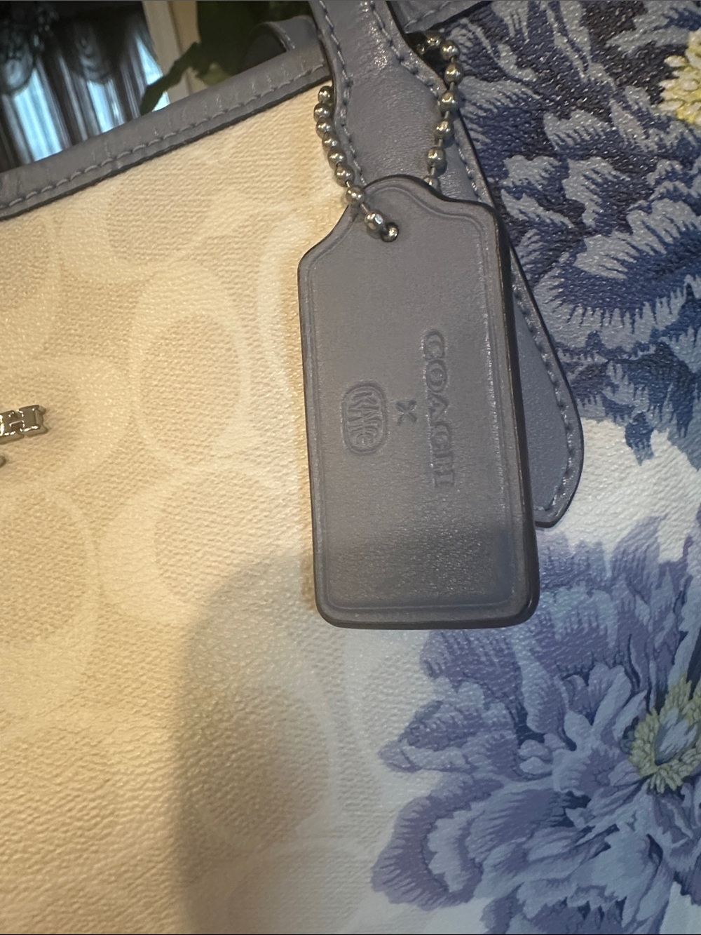 Coach Kaffe Canvas Tote with Lavender Floral Print 5698 - Picture 2 of 13